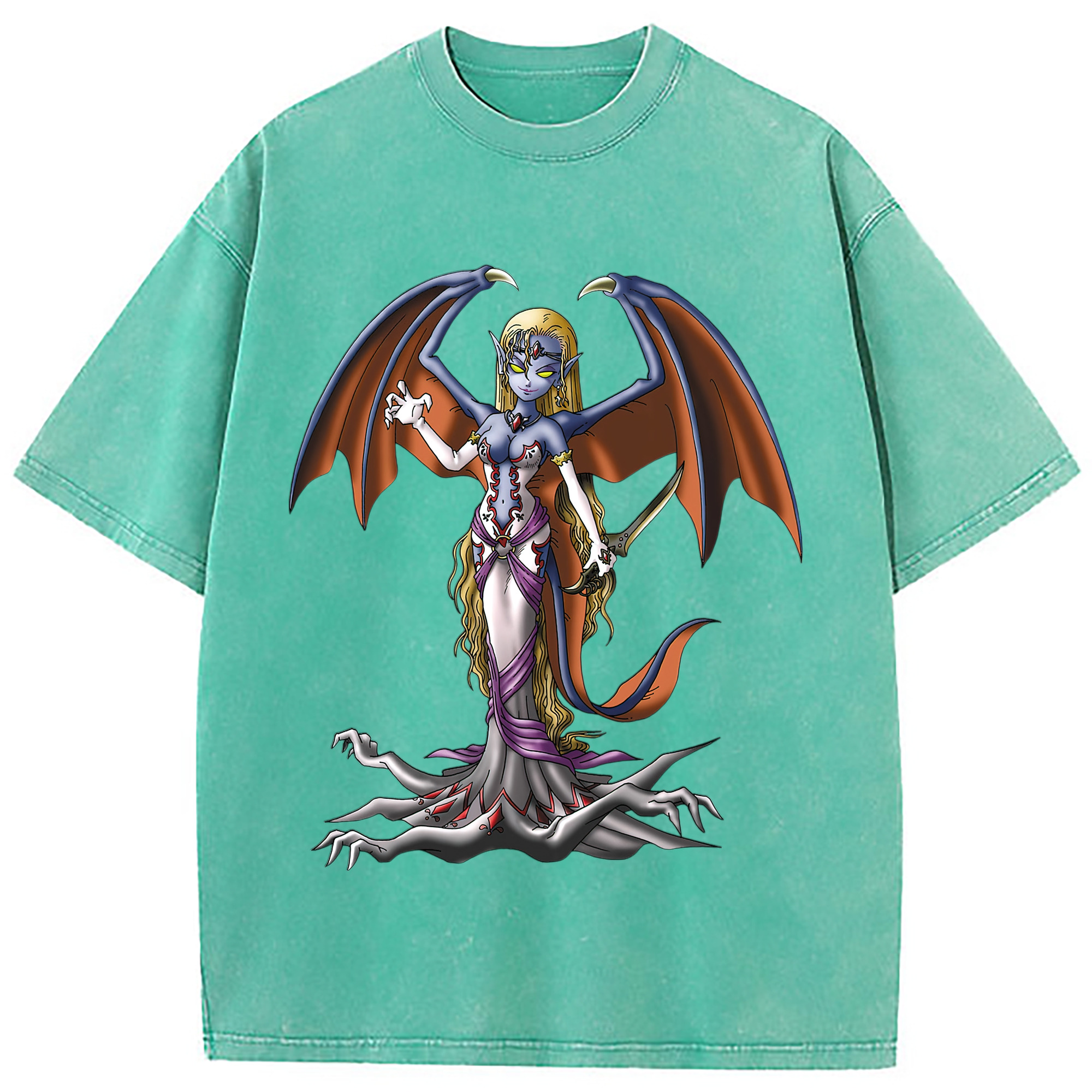 （画像用） ドラゴンクエスト Doragon Kuesuto Dragon Quest 綿100% ヴィンテージ風 半袖Tシャツ（フロントプリント）